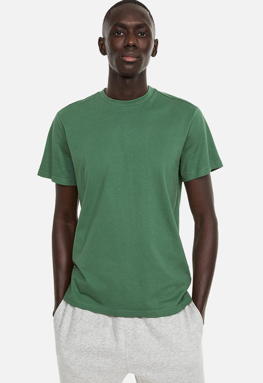 H&M - Regular fit round-neck T-shirt - green