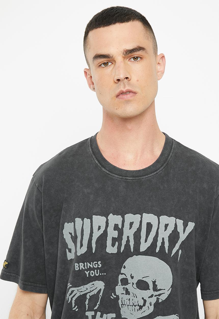 Superdry. - Vintage lo-fi flyer tee - mid backstage black