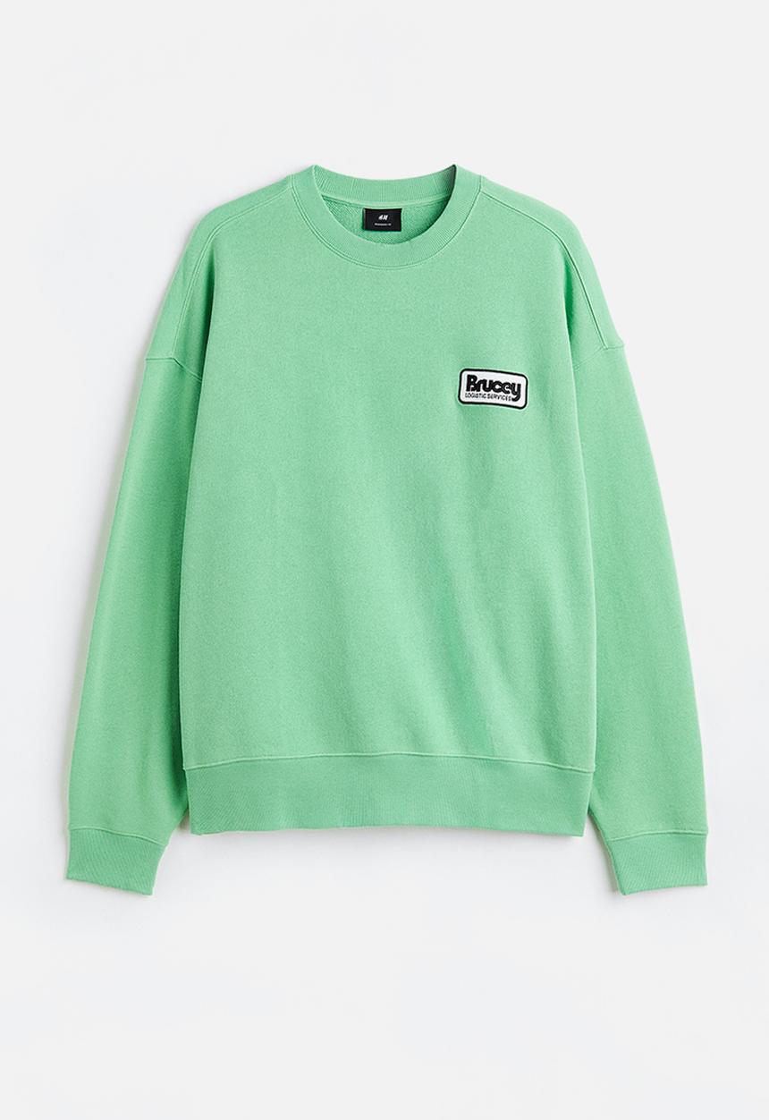H&M - Relaxed fit printed sweatshirt - light green