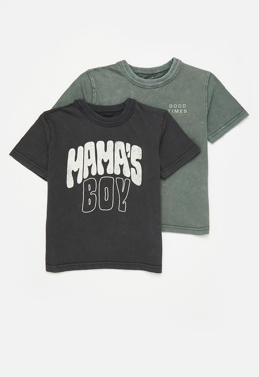 Cotton On - Multipack short sleeve print tee two pack - good times/mamas boy
