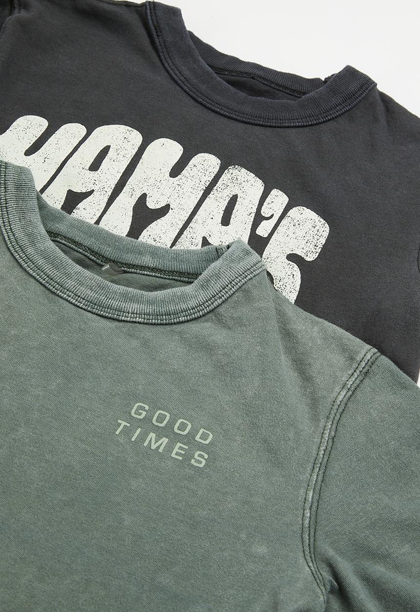 Cotton On - Multipack short sleeve print tee two pack - good times/mamas boy