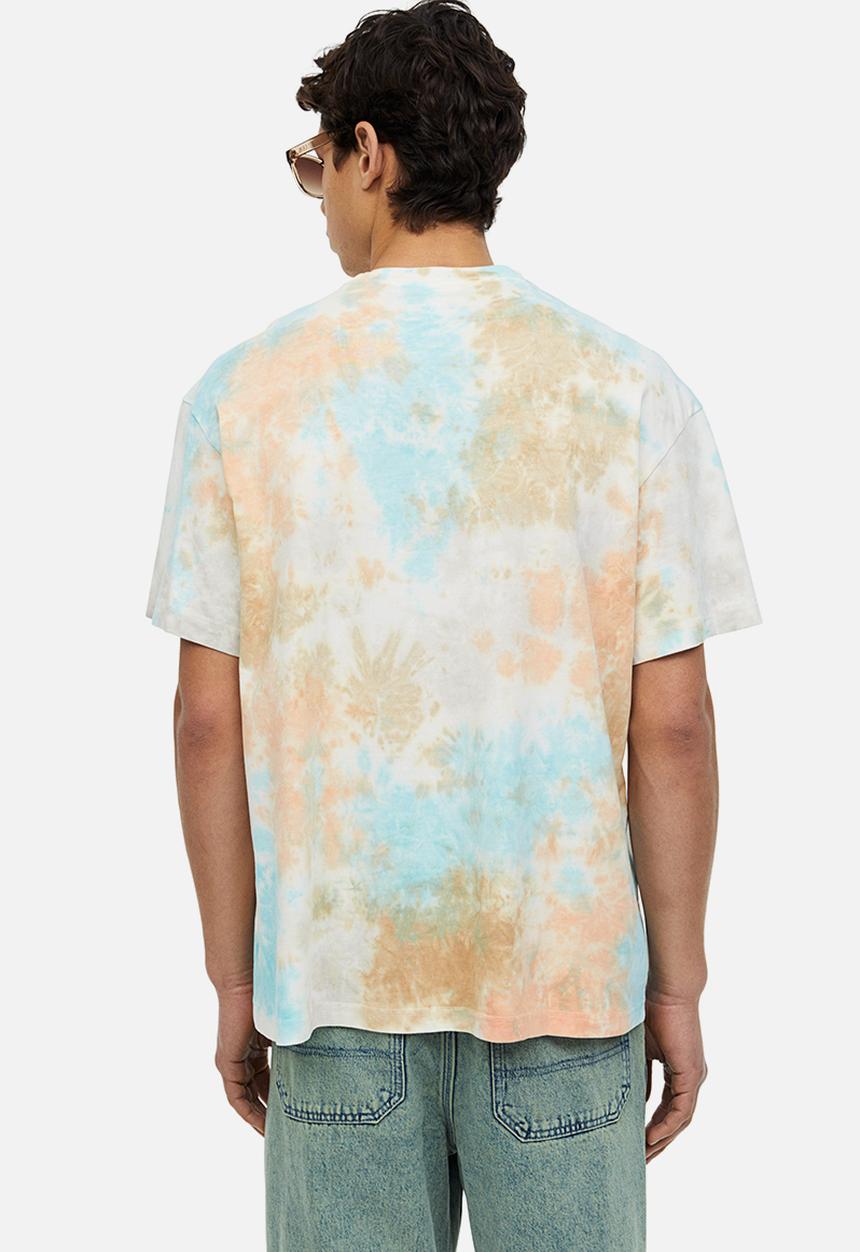 H&M - Relaxed fit patterned cotton T-shirt - light blue