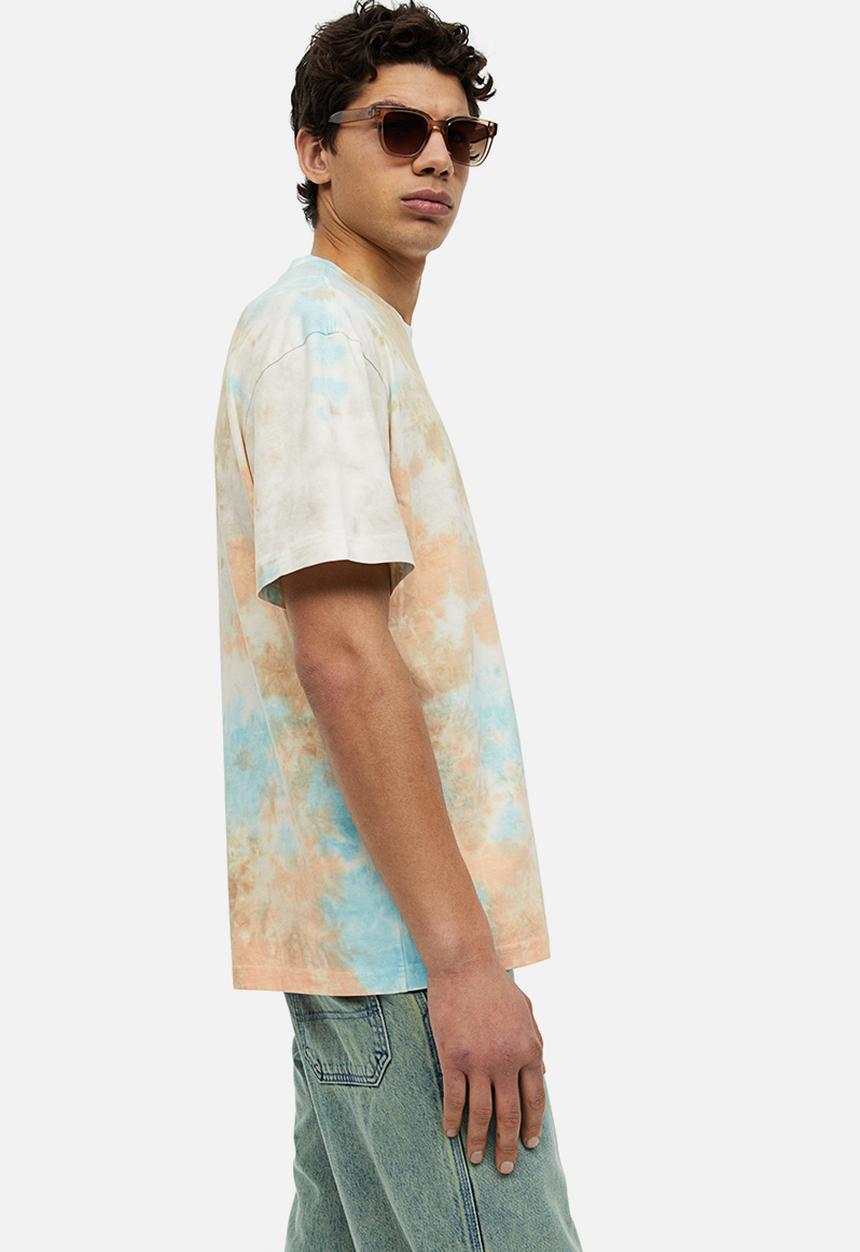 H&M - Relaxed fit patterned cotton T-shirt - light blue