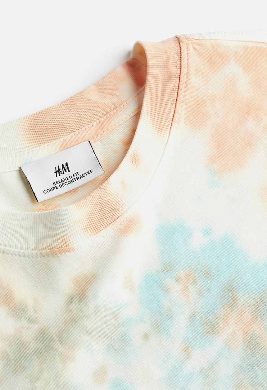 H&M - Relaxed fit patterned cotton T-shirt - light blue