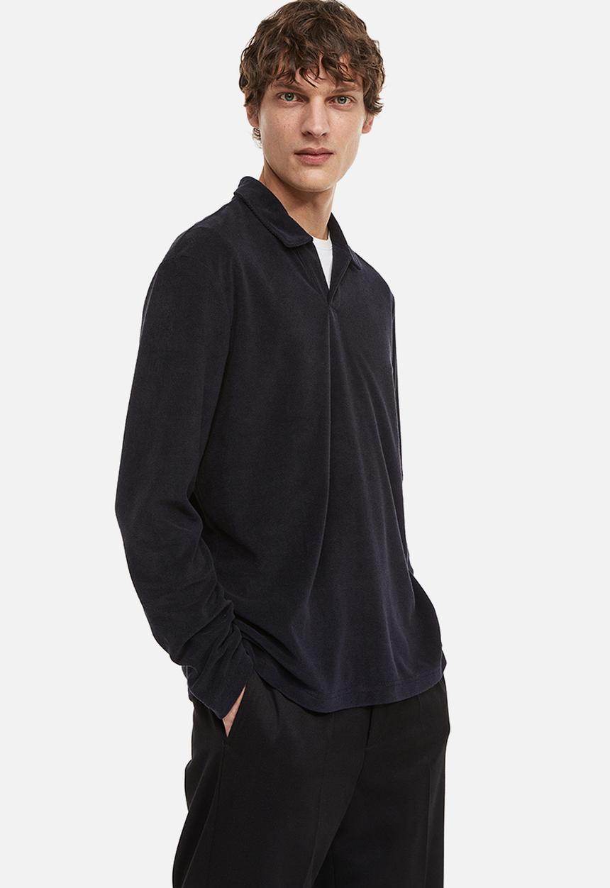 H&M - Regular fit terry polo shirt - navy blue