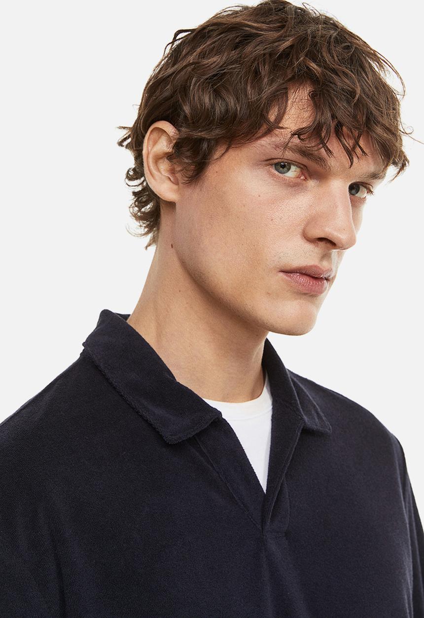 H&M - Regular fit terry polo shirt - navy blue