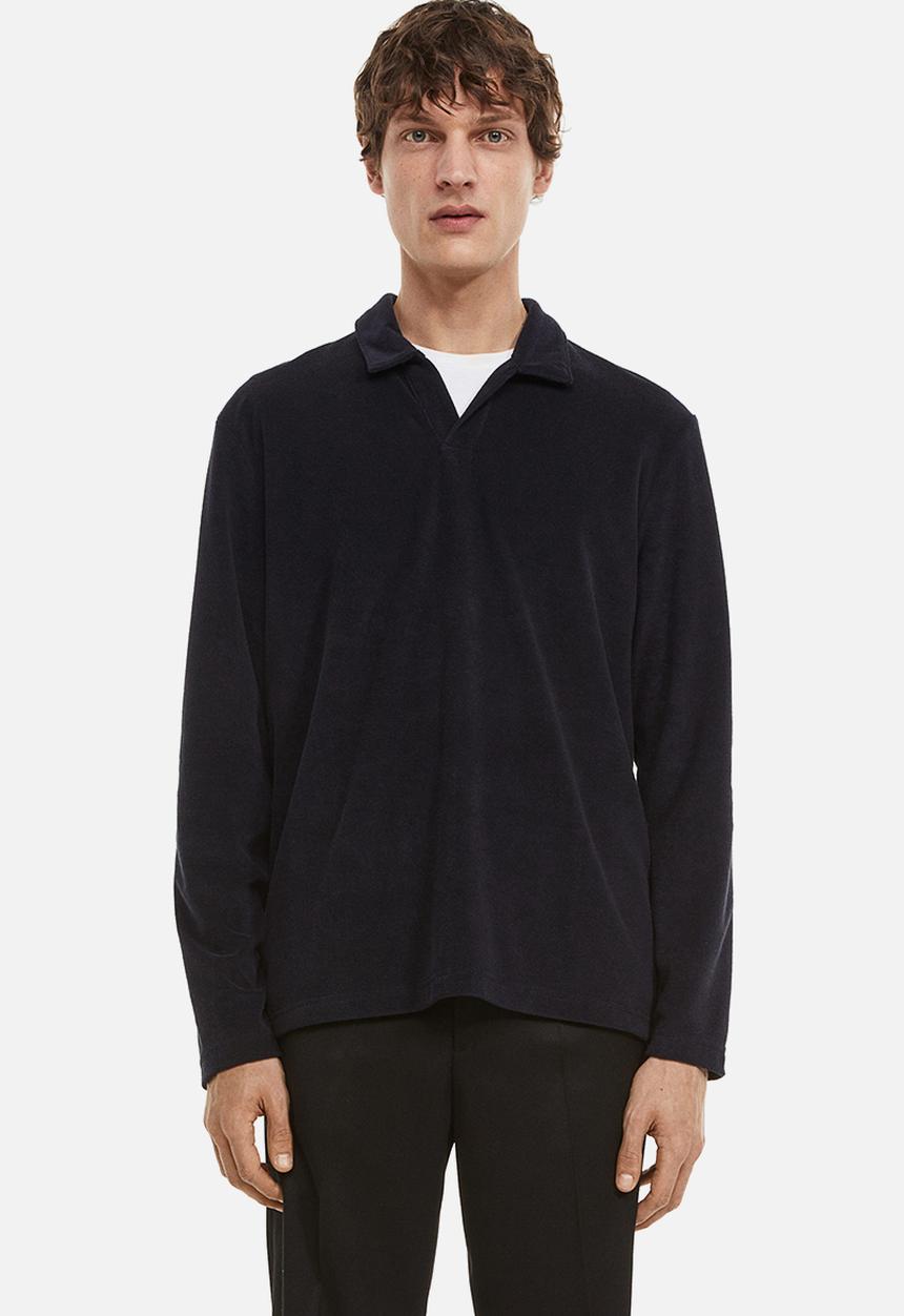 H&M - Regular fit terry polo shirt - navy blue