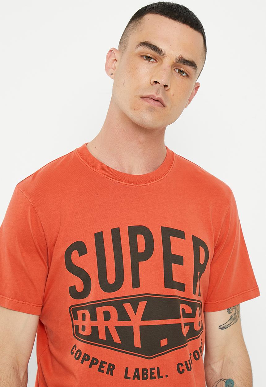 Superdry. - Vintage copper label tee - denim co rust orange