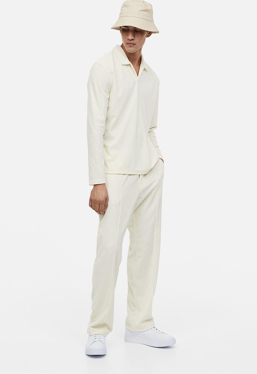 H&M - Regular fit terry polo shirt - cream
