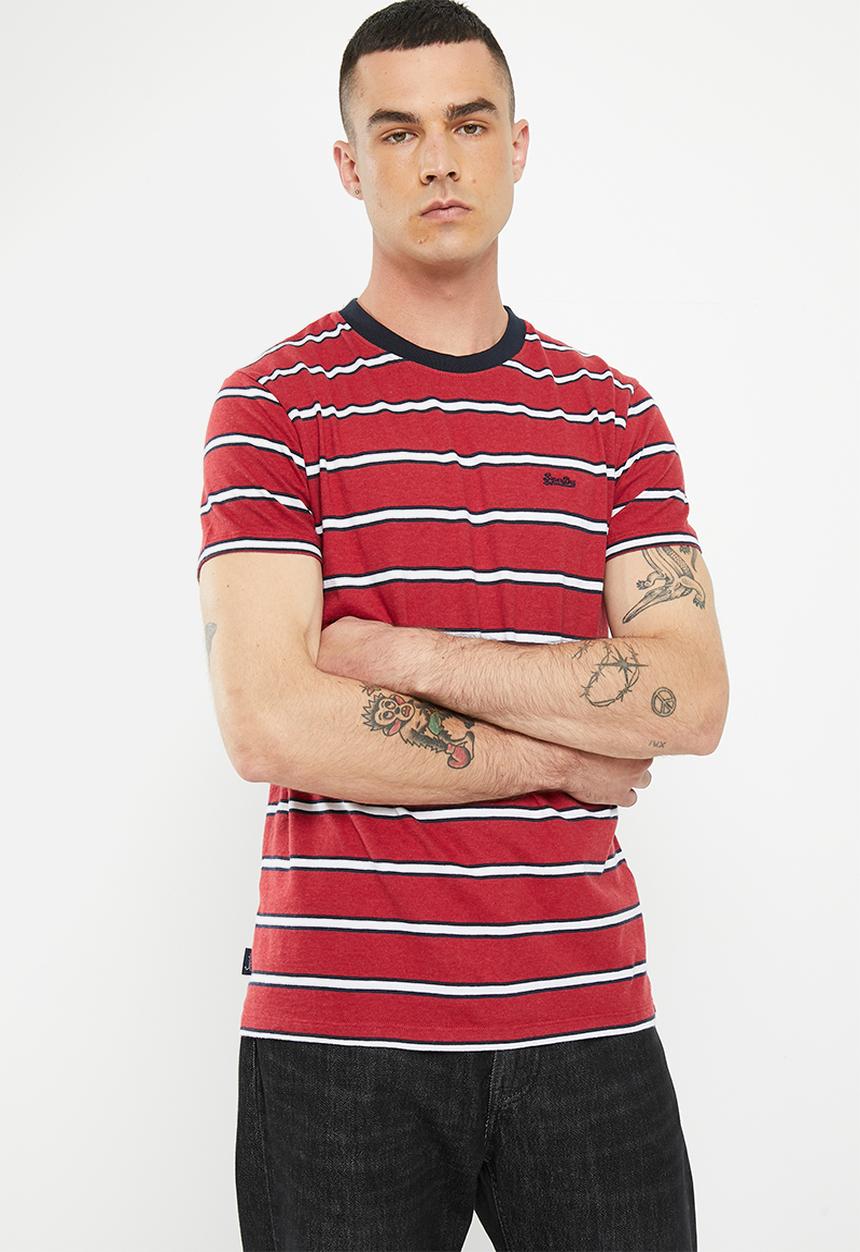 Superdry. - Vintage stripe tee - hike red marl stripe