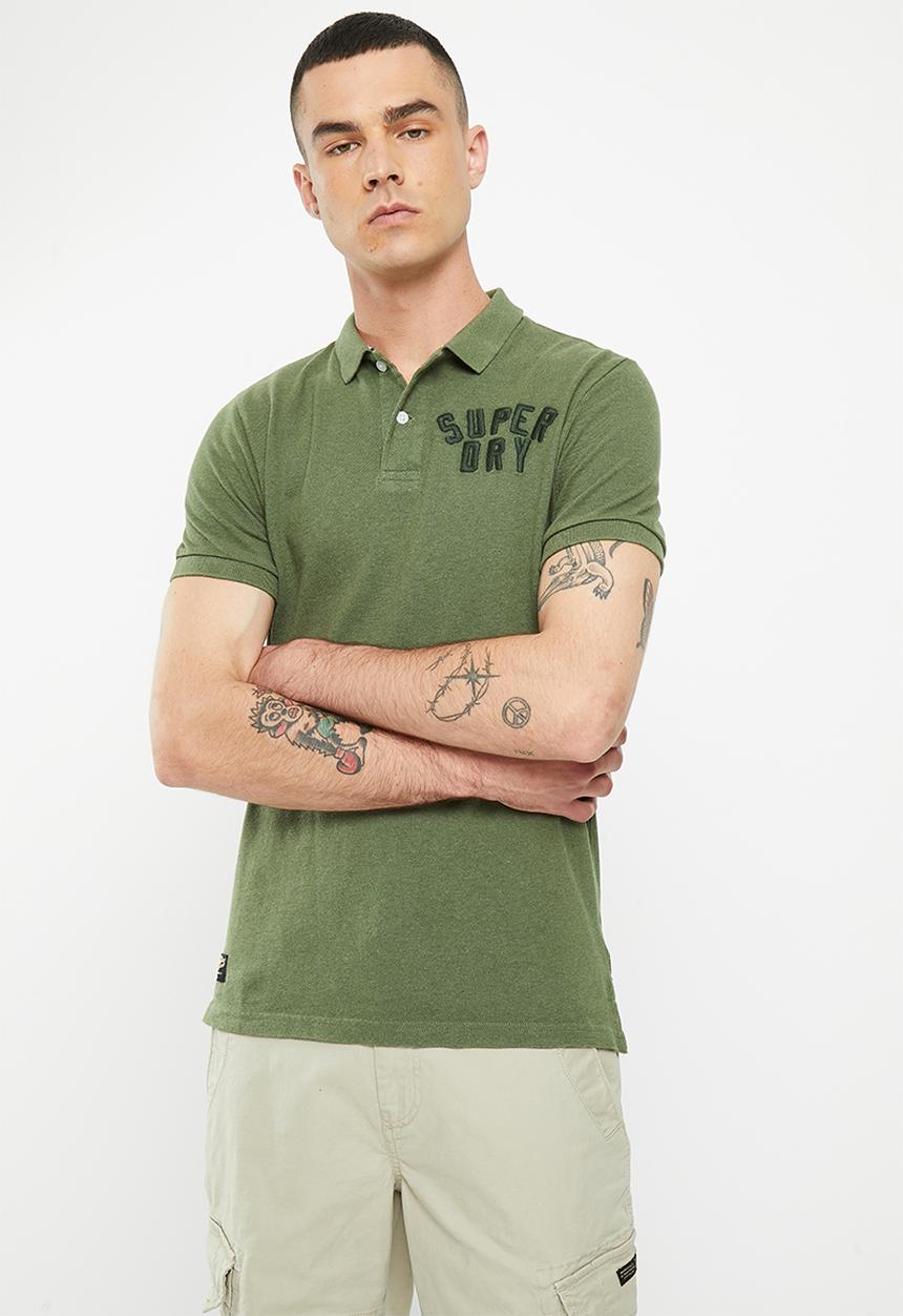 Superdry. - Vintage superstate polo - thrift olive marl