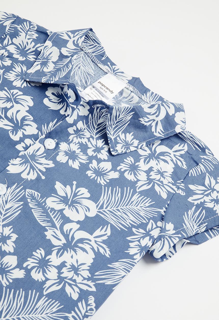 Pop Candy - Printed shirt and short set - blue