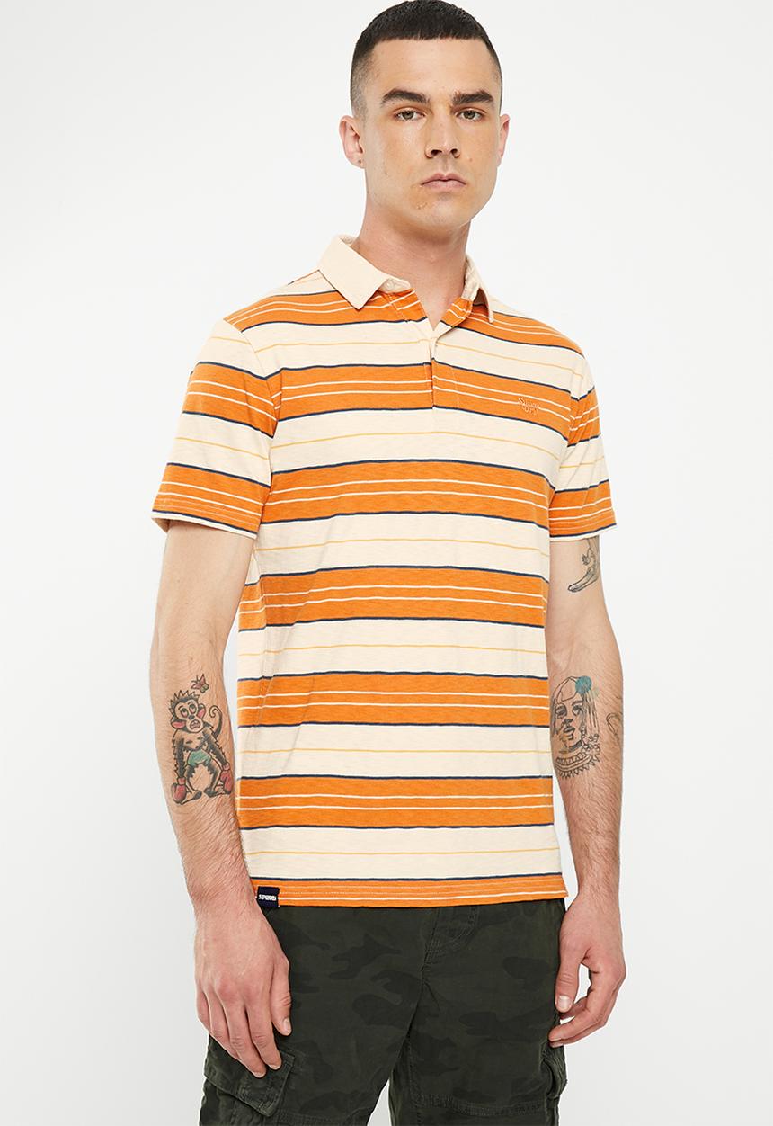 Superdry. - Vintage jersey stripe short sleeve polo - oatmeal stripe