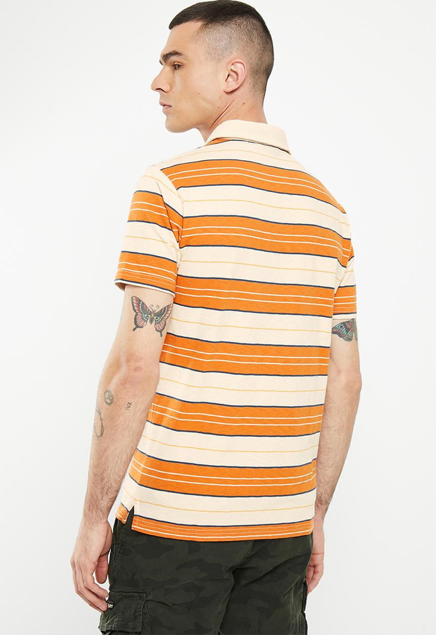 Superdry. - Vintage jersey stripe short sleeve polo - oatmeal stripe