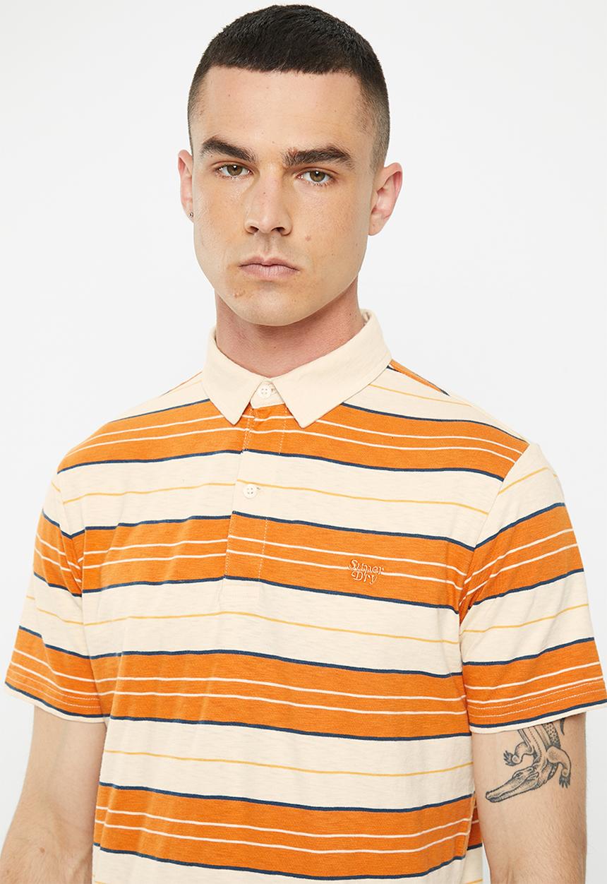 Superdry. - Vintage jersey stripe short sleeve polo - oatmeal stripe