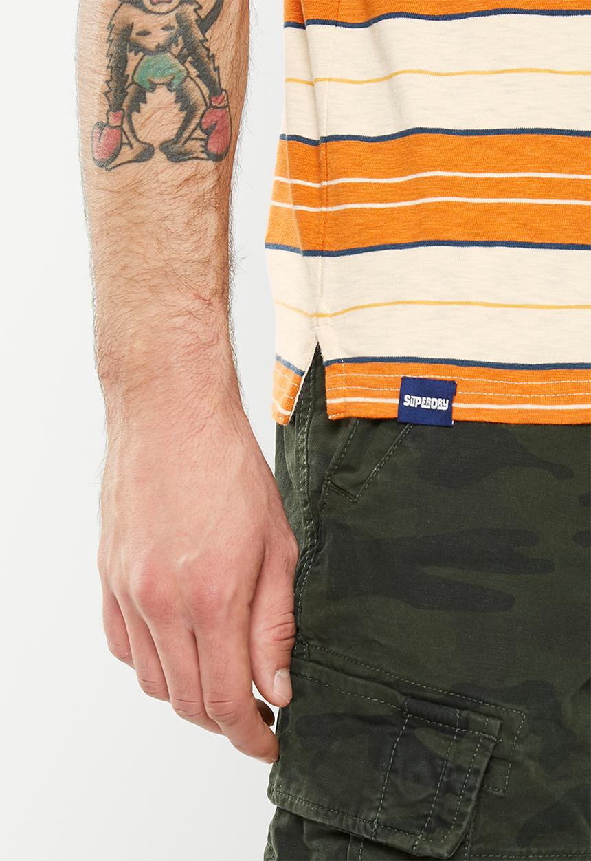 Superdry. - Vintage jersey stripe short sleeve polo - oatmeal stripe