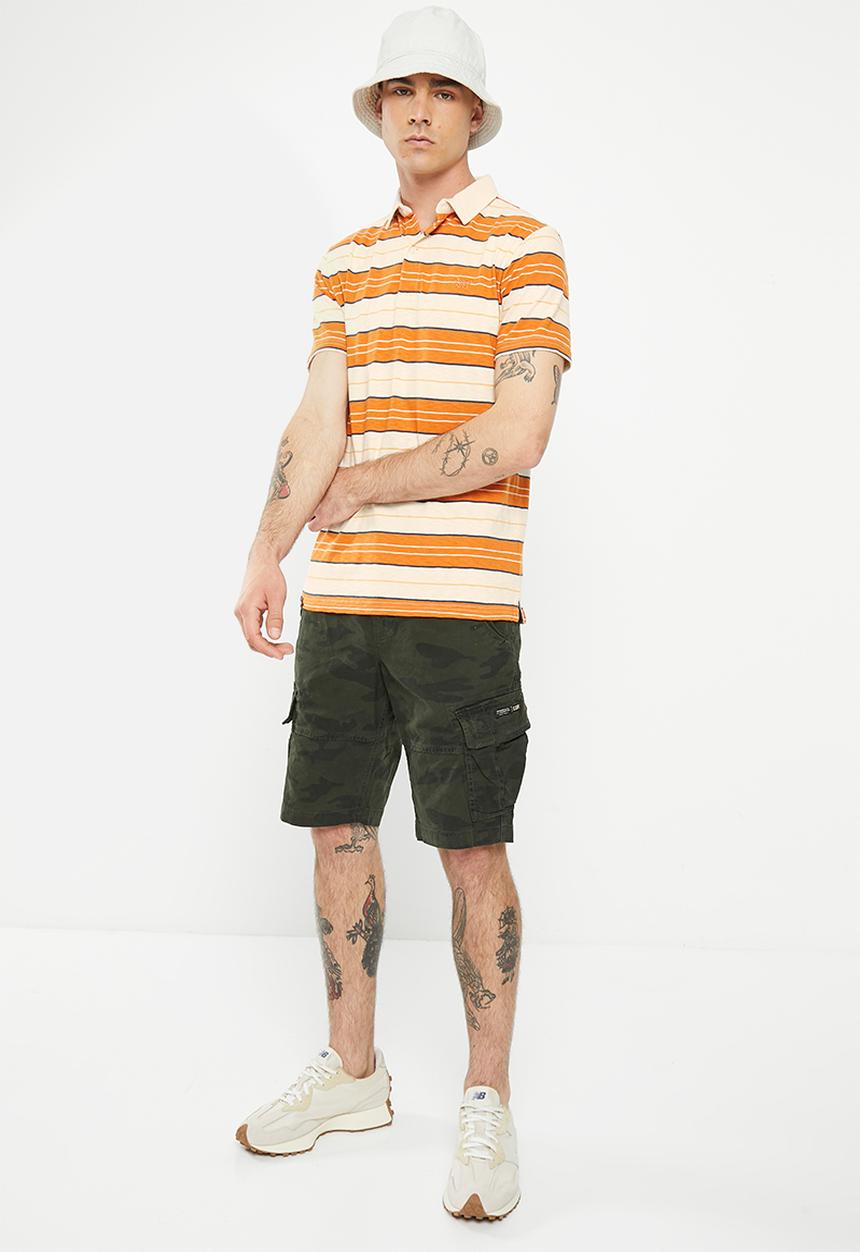 Superdry. - Vintage jersey stripe short sleeve polo - oatmeal stripe