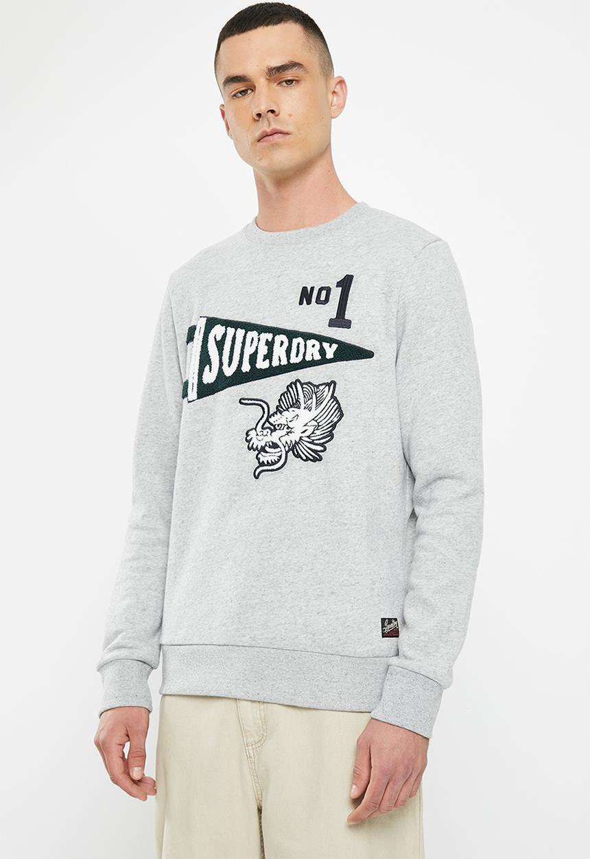 Superdry. - Vintage collegiate crew - athletic grey marl
