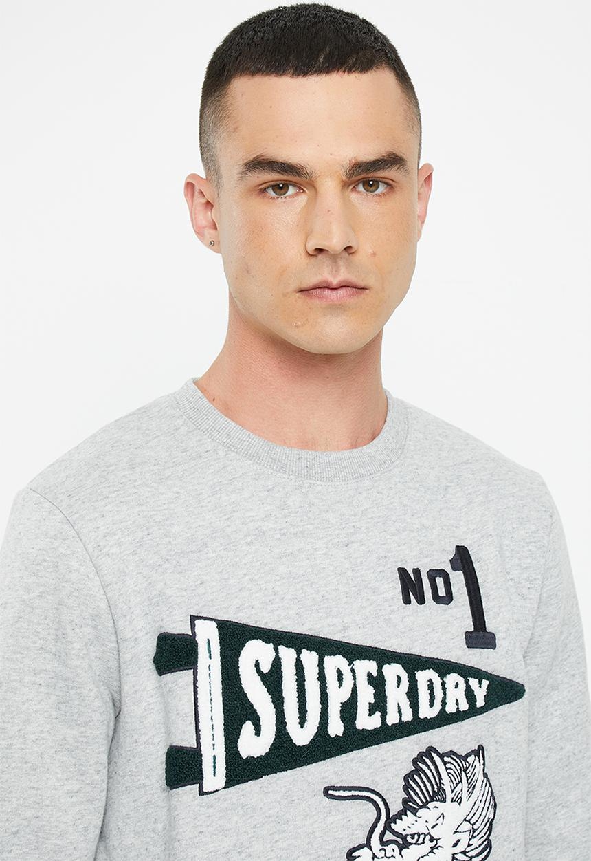 Superdry. - Vintage collegiate crew - athletic grey marl
