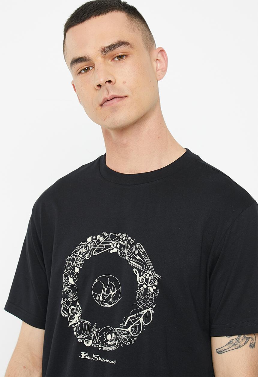 Ben Sherman - illustrated target tee-shirt - black