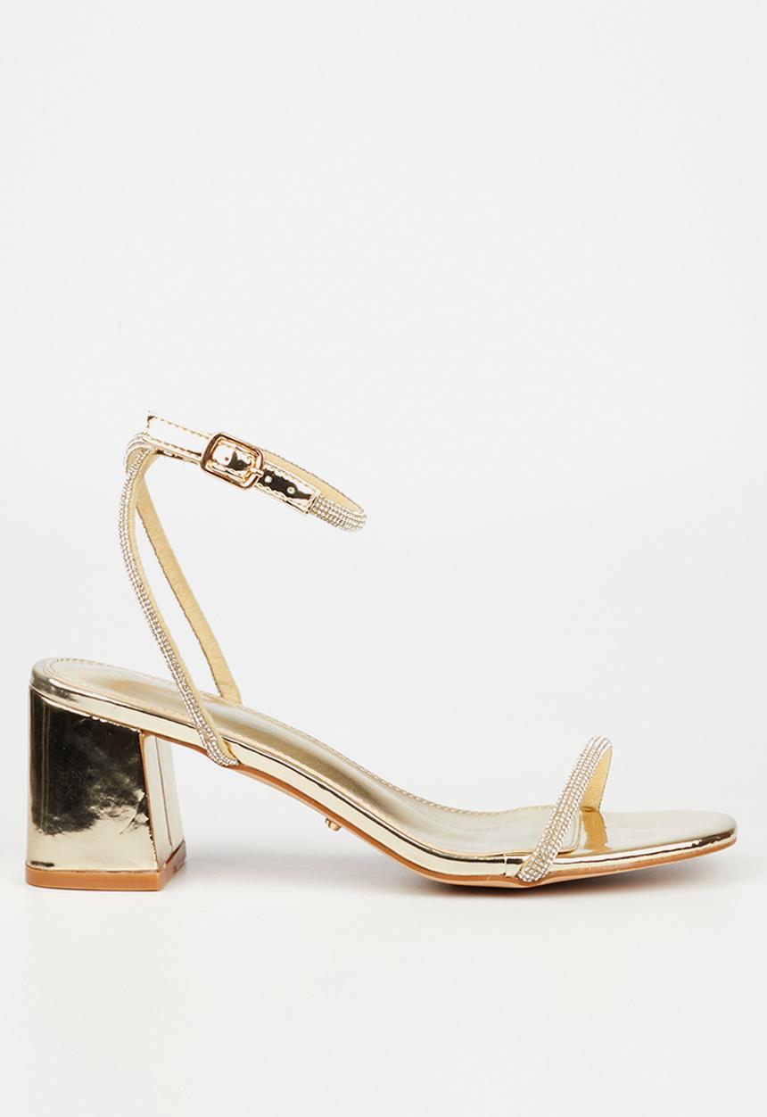 Miss Black - Bardot 1 block heel - gold