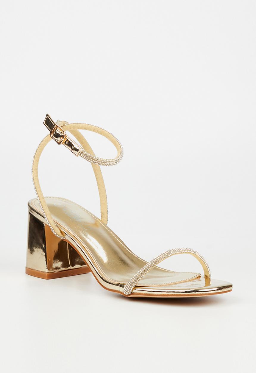 Miss Black - Bardot 1 block heel - gold