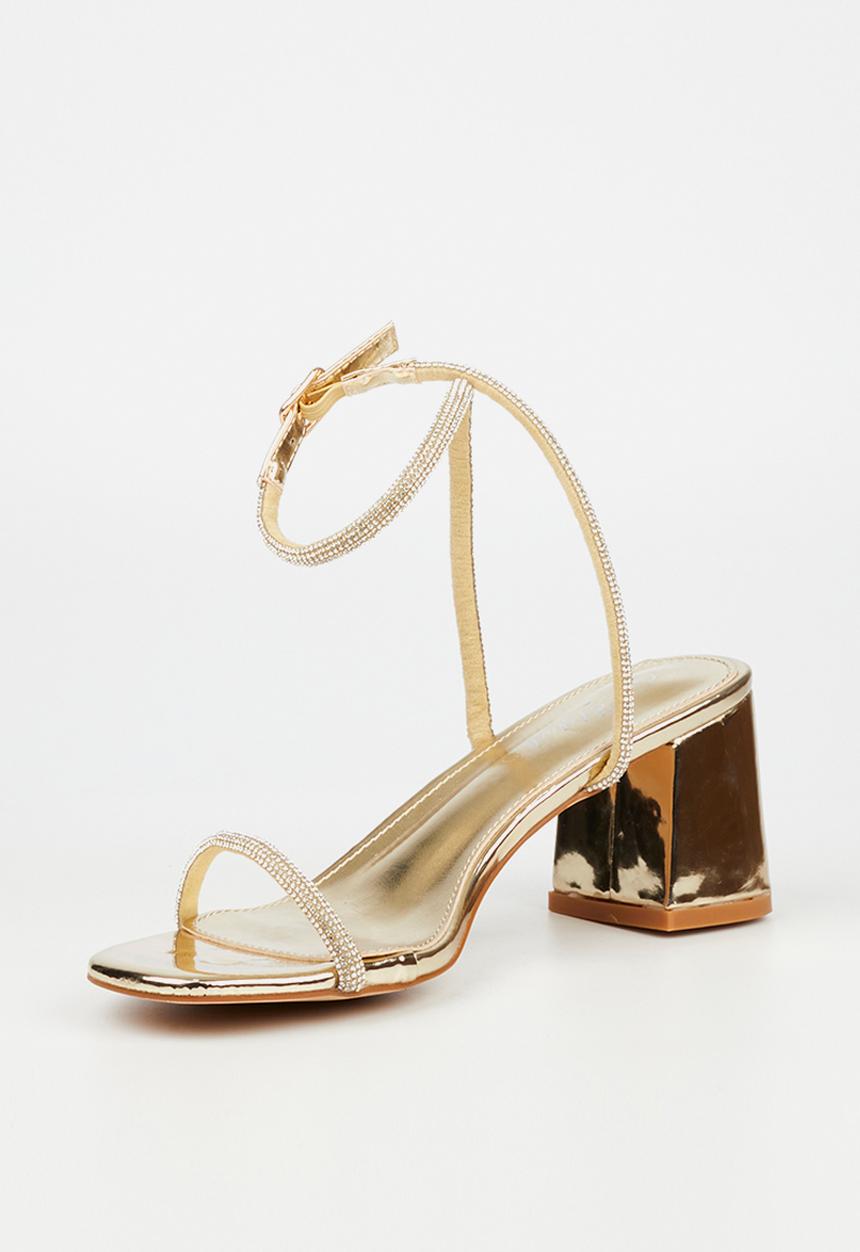 Miss Black - Bardot 1 block heel - gold