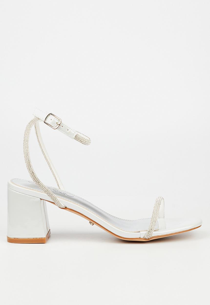 Miss Black - Bardot 1 block heel - white
