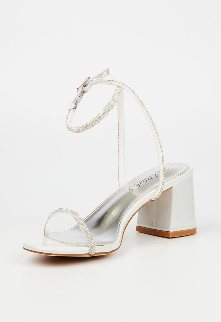 Miss Black - Bardot 1 block heel - white