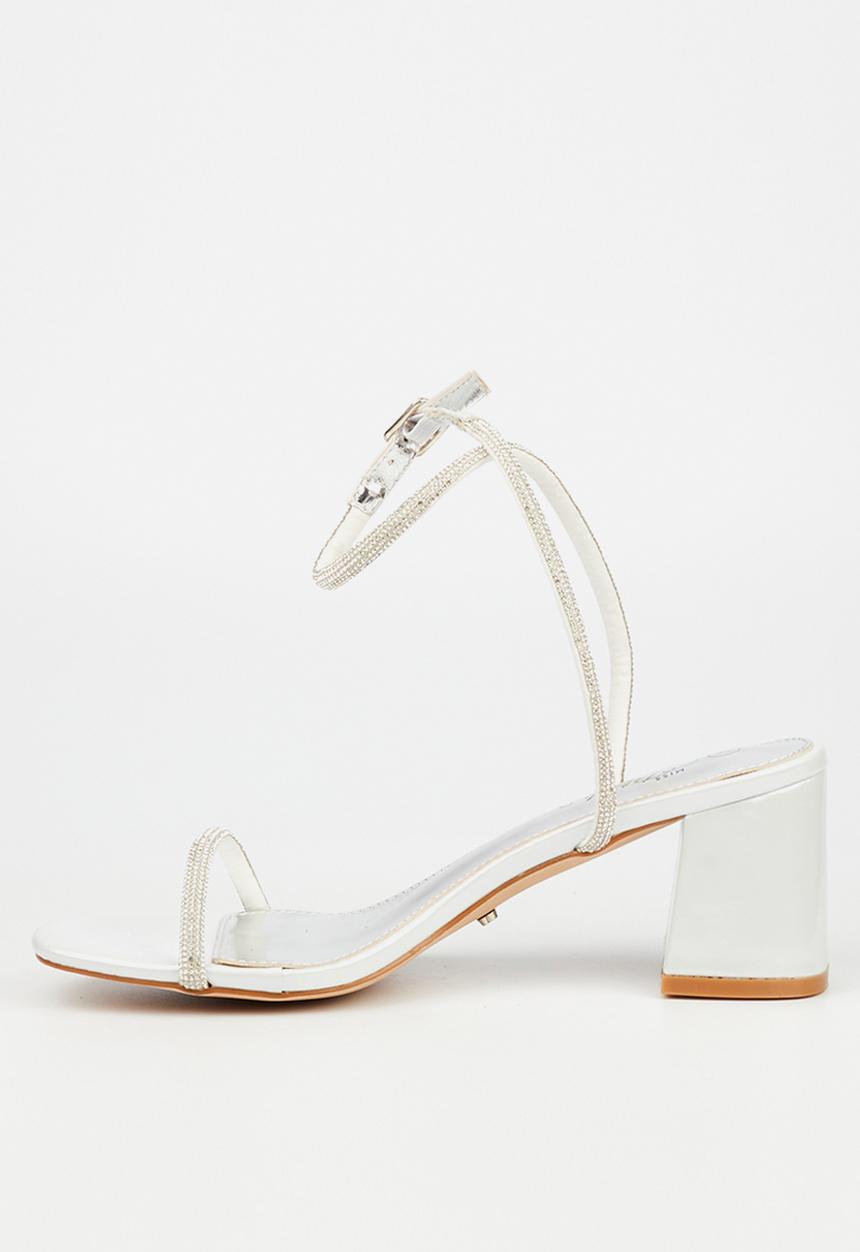 Miss Black - Bardot 1 block heel - white