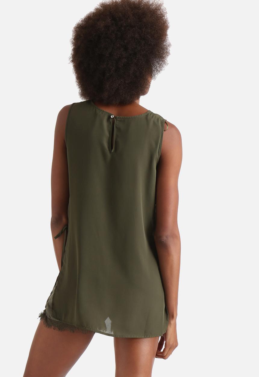 Influence. - Longline Vest With Eyelet Lace Up Side Splits