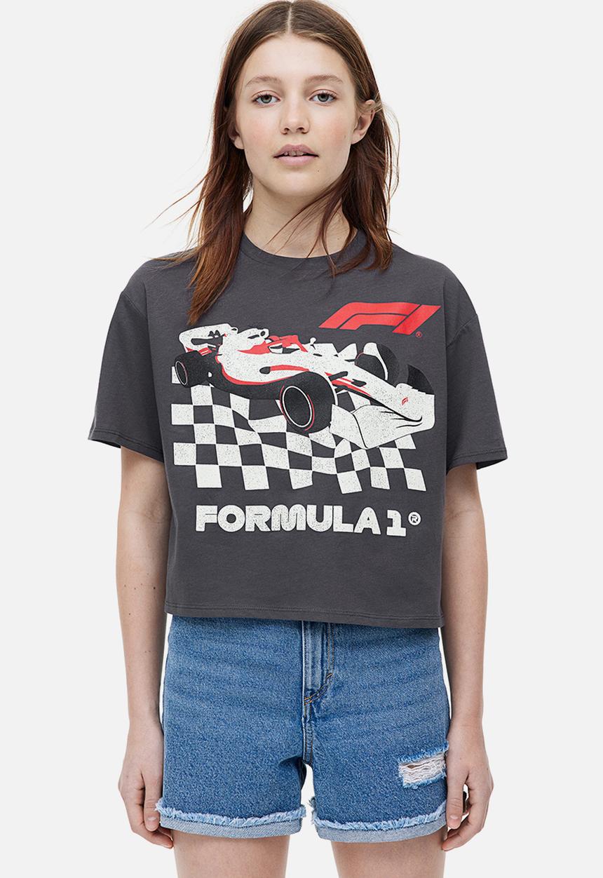 H&M - Oversized printed t-shirt - dark grey / formula 1 