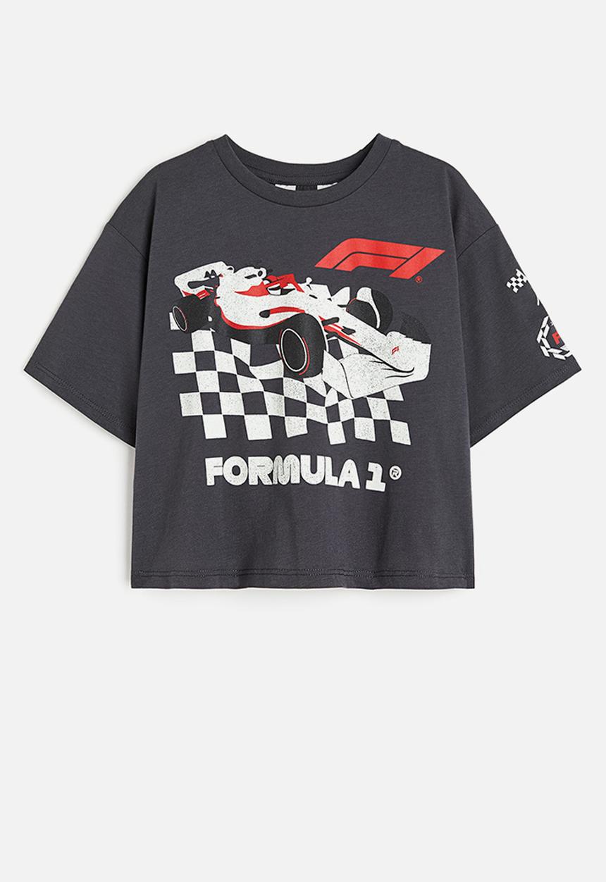 H&M - Oversized printed t-shirt - dark grey / formula 1 