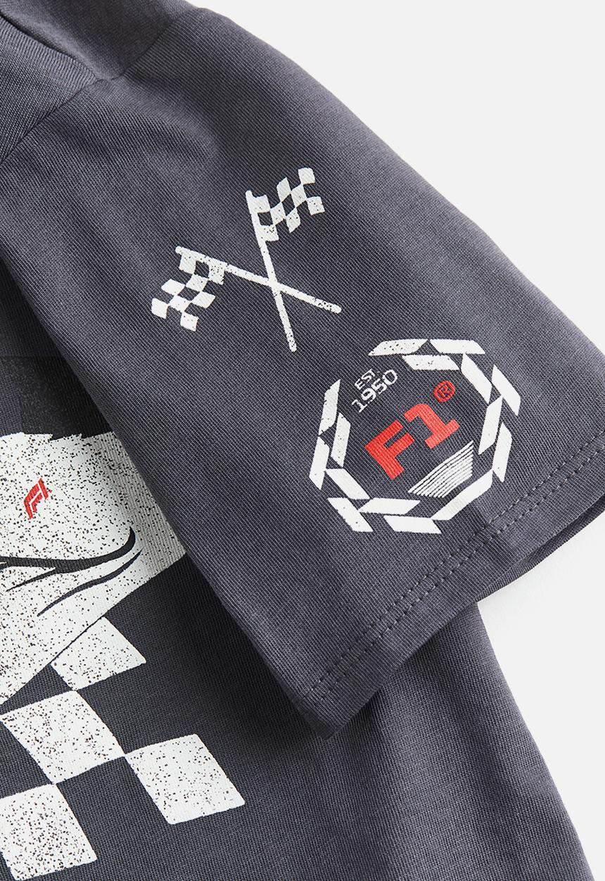 H&M - Oversized printed t-shirt - dark grey / formula 1 