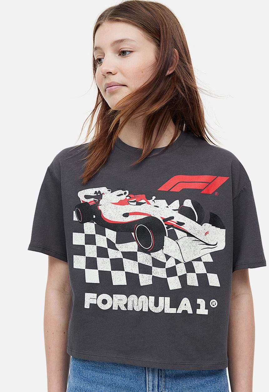 H&M - Oversized printed t-shirt - dark grey / formula 1 