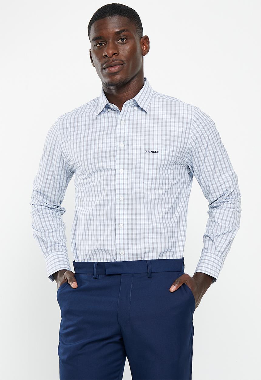Pringle of Scotland - Gregor long sleeve shirt - mid blue
