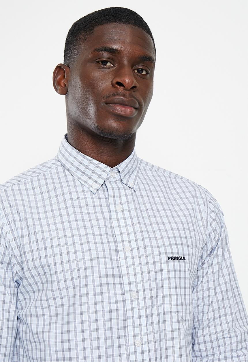 Pringle of Scotland - Gregor long sleeve shirt - mid blue