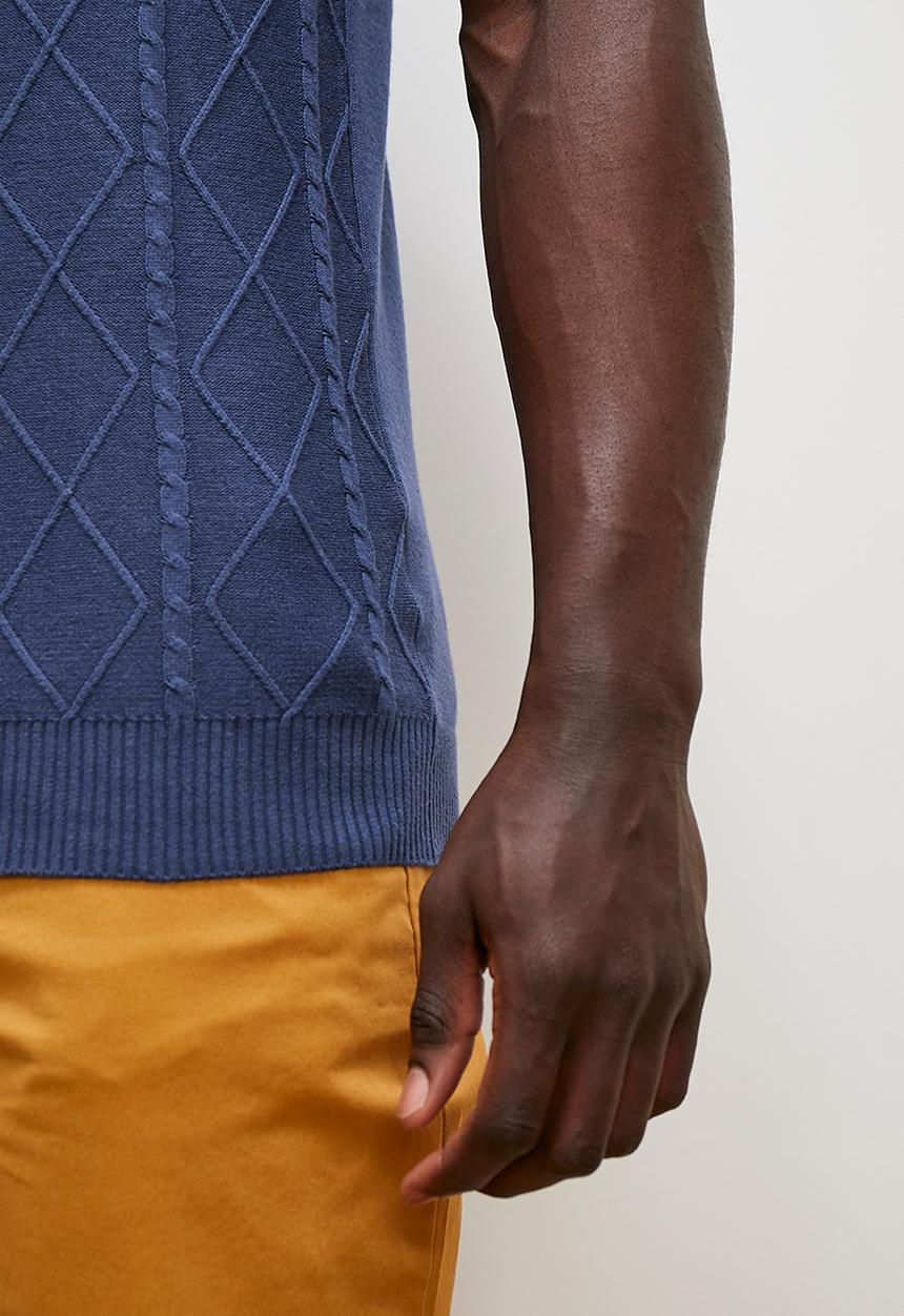Lark & Crosse - Jacquard knit high neck tee - blue
