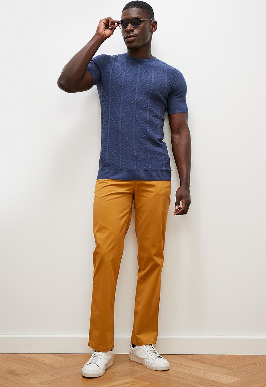 Lark & Crosse - Jacquard knit high neck tee - blue