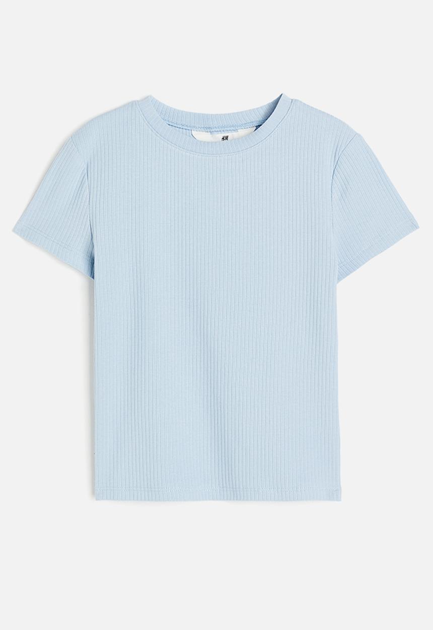 H&M - Ribbed cotton jersey top - light blue