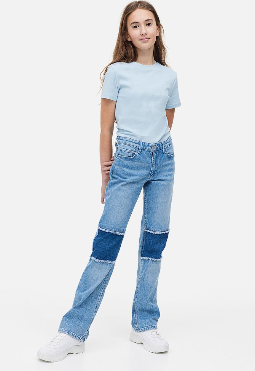 H&M - Ribbed cotton jersey top - light blue