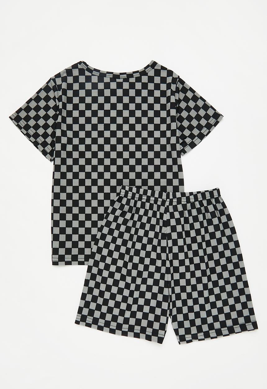 Pop Candy - Boys checkerboard pj set - black