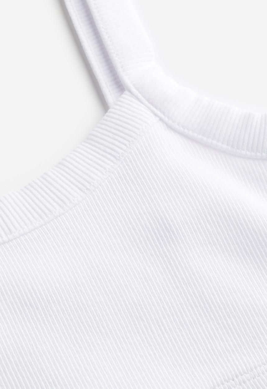 H&M - Ribbed jersey top - white