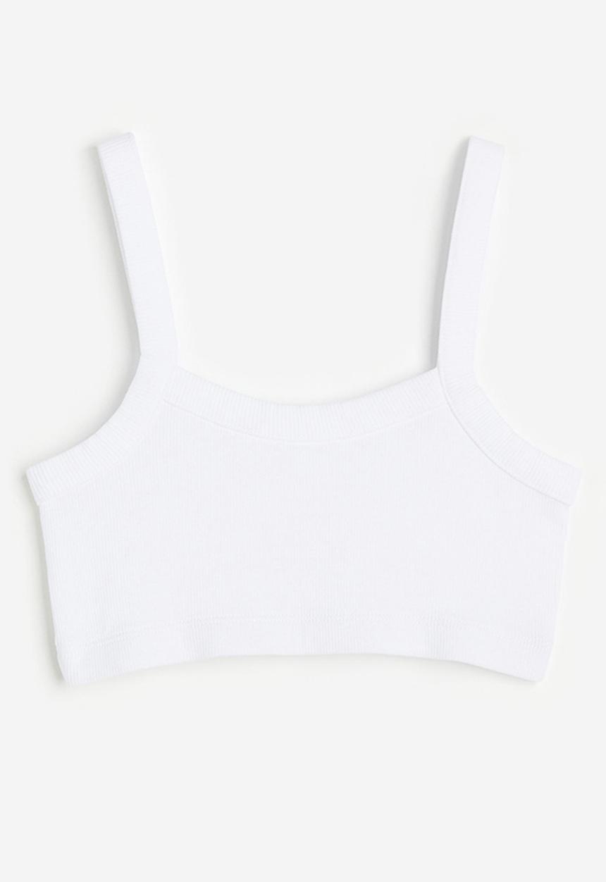 H&M - Ribbed jersey top - white