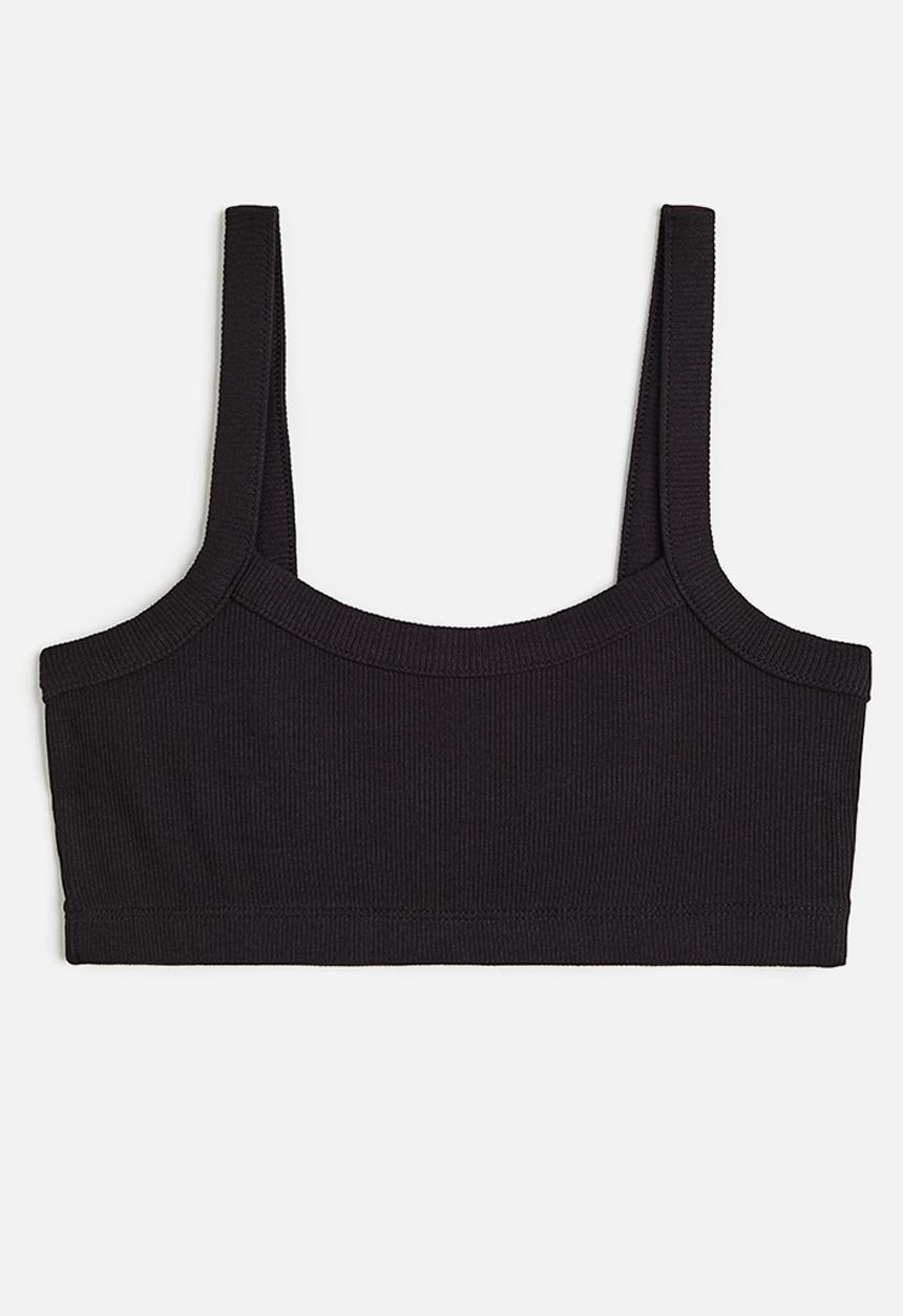 H&M - Ribbed jersey top - black