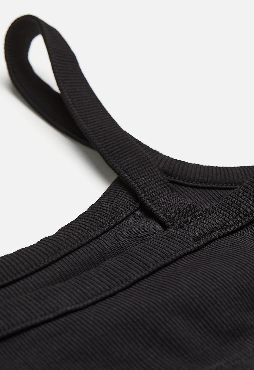 H&M - Ribbed jersey top - black