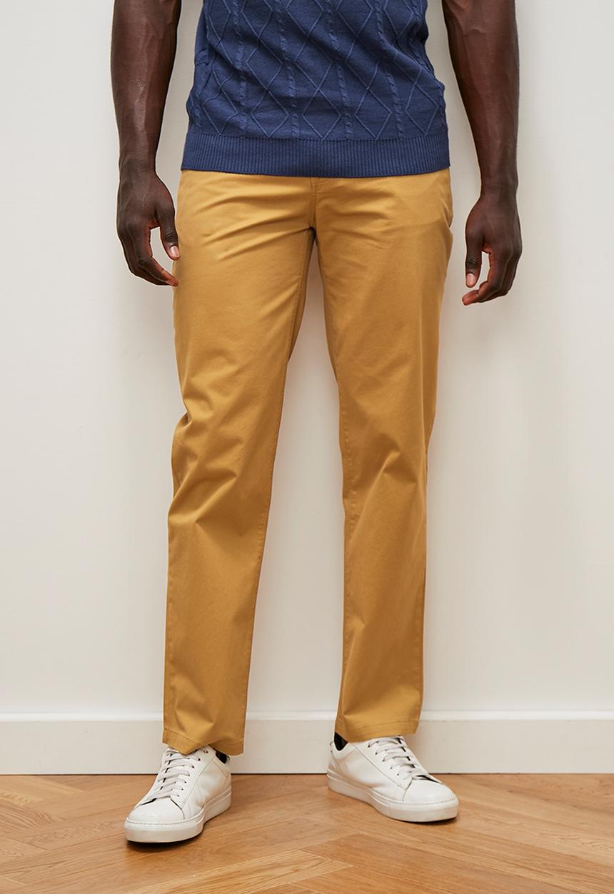 Lark & Crosse - Rob flat front peached chino pant - taupe
