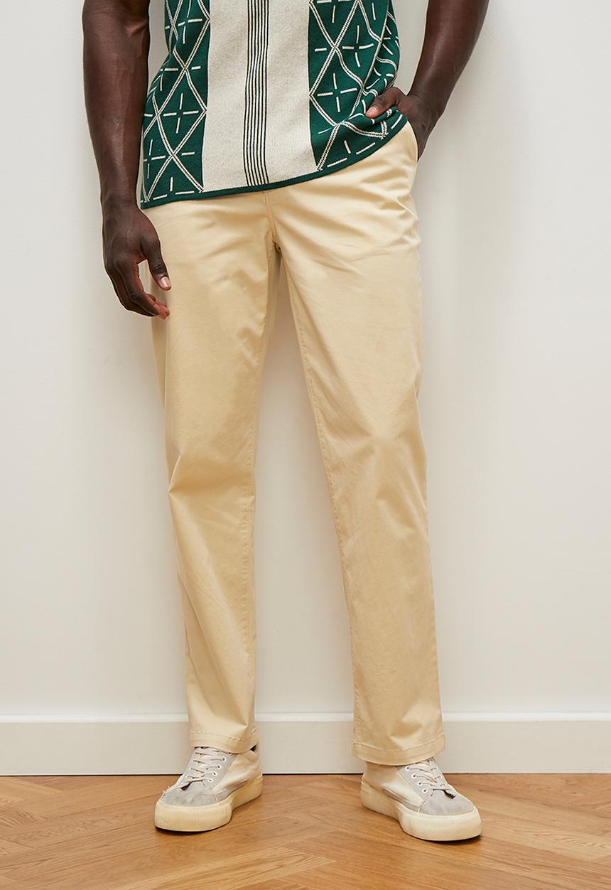 Lark & Crosse - Rob flat front peached chino pant - stone