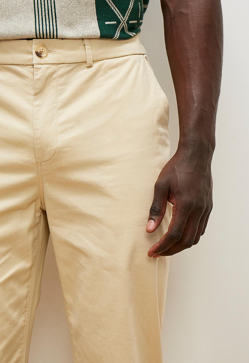 Lark & Crosse - Rob flat front peached chino pant - stone