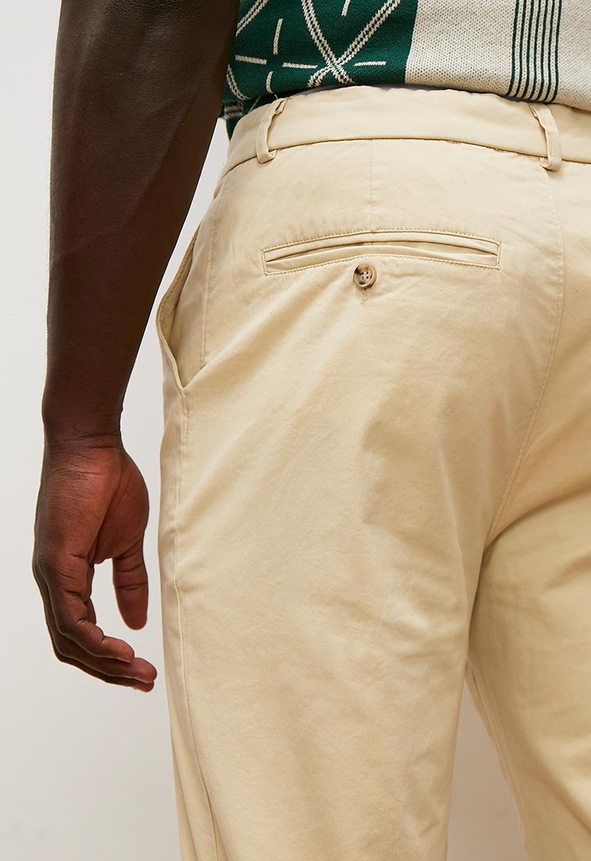 Lark & Crosse - Rob flat front peached chino pant - stone